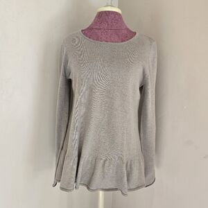 PROJECT 100% Cotton Women's Lightweight Sweater Size Medium Beige Ruffle Hem